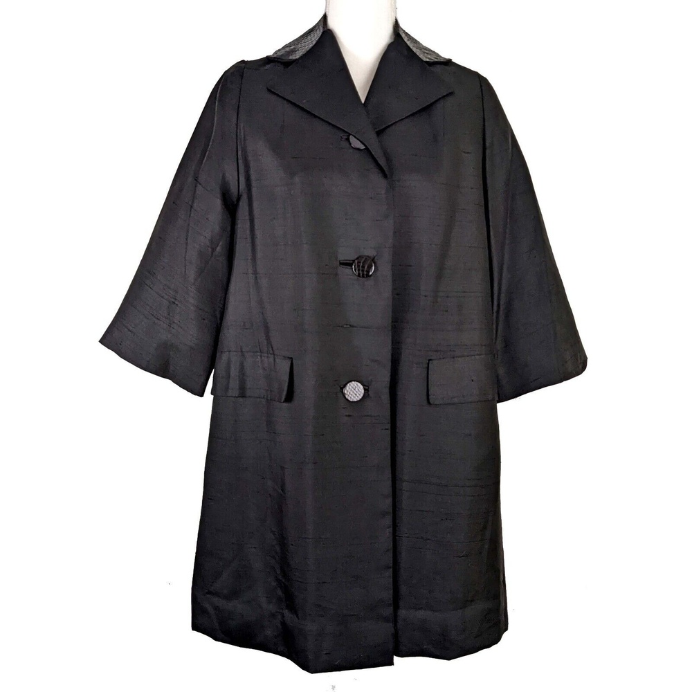 VTG Milgrim Size M Black Button Front Weather Proofed Coat Jacket